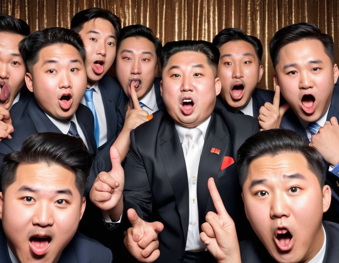 funny, photo booth, friends, kim jong-un, playful, north korea