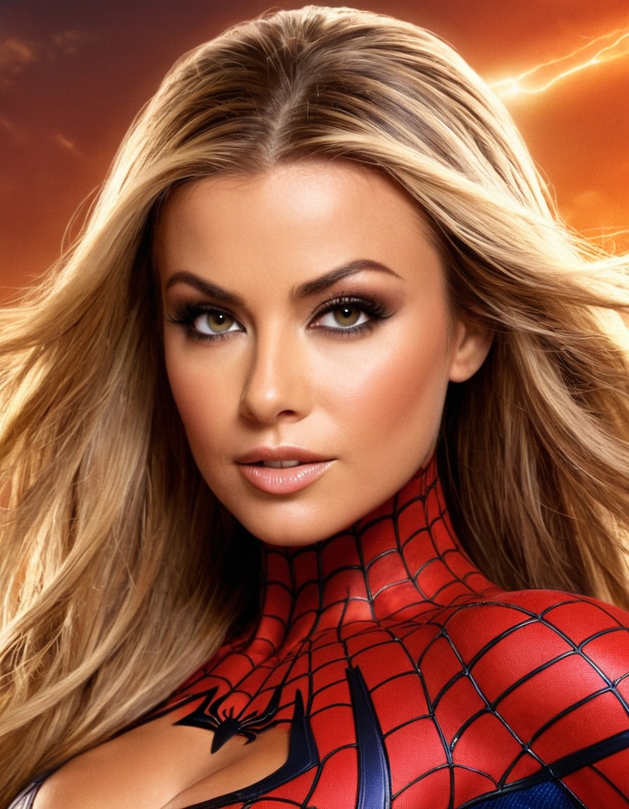 carmen electra, celebrity, spiderman, transformation, actress, superhero, hollywood