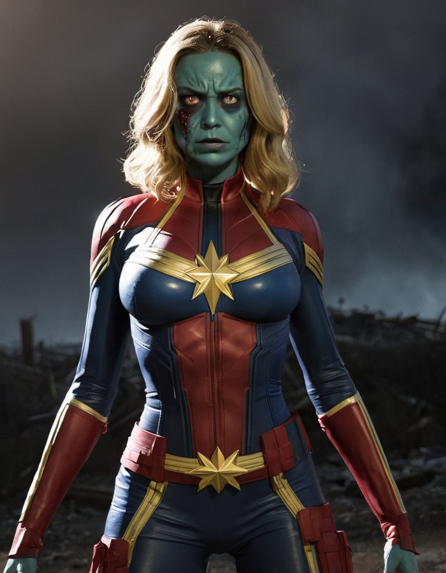 zombie, captain marvel, marvel comics, undead, superhero, marvel universe