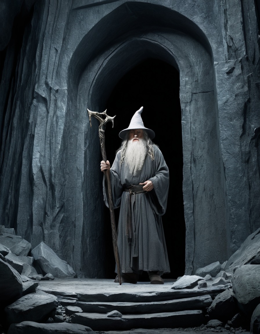 fantasy, wizard, gandalf the grey, mines of moria, staff, john tolkien, tolkien