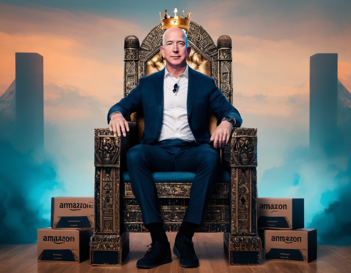 jeff bezos, throne, amazon echo, prime boxes, technology, amazon