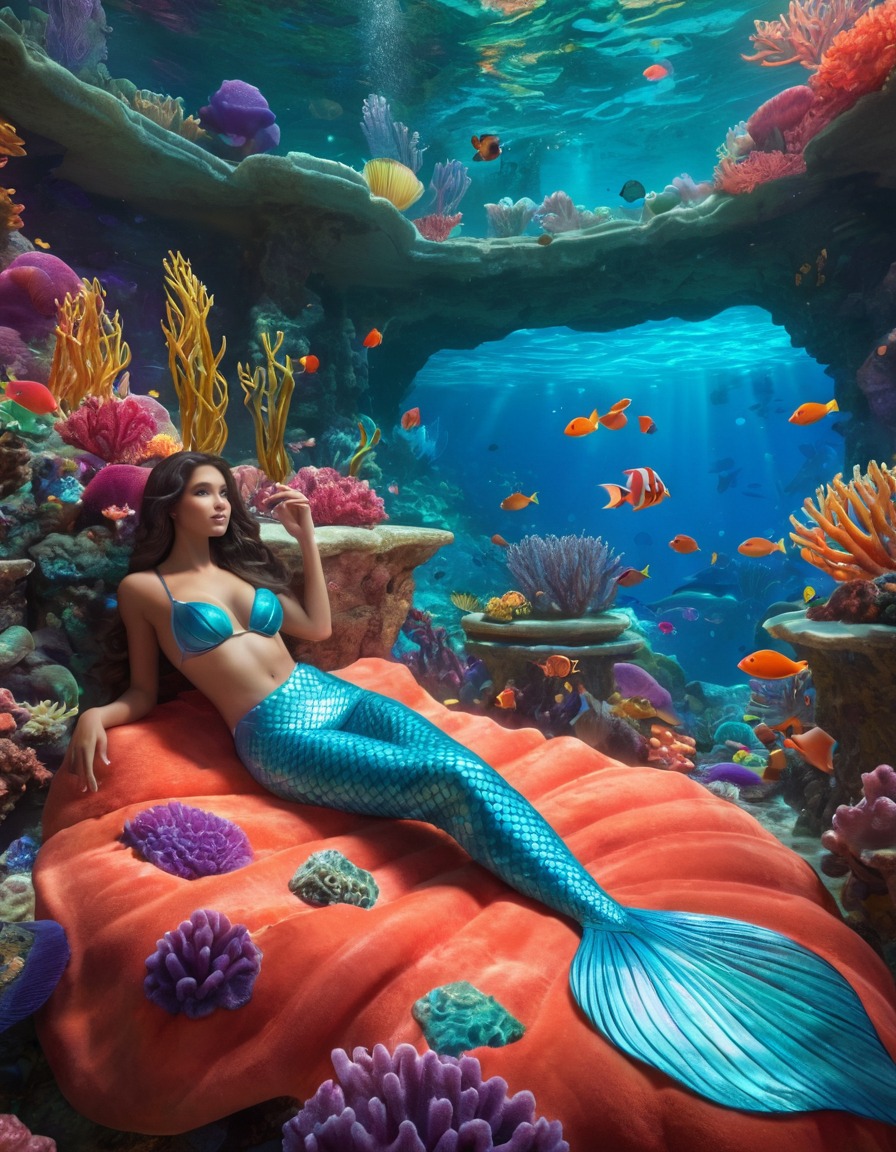 mermaid, coral, underwater, kingdom