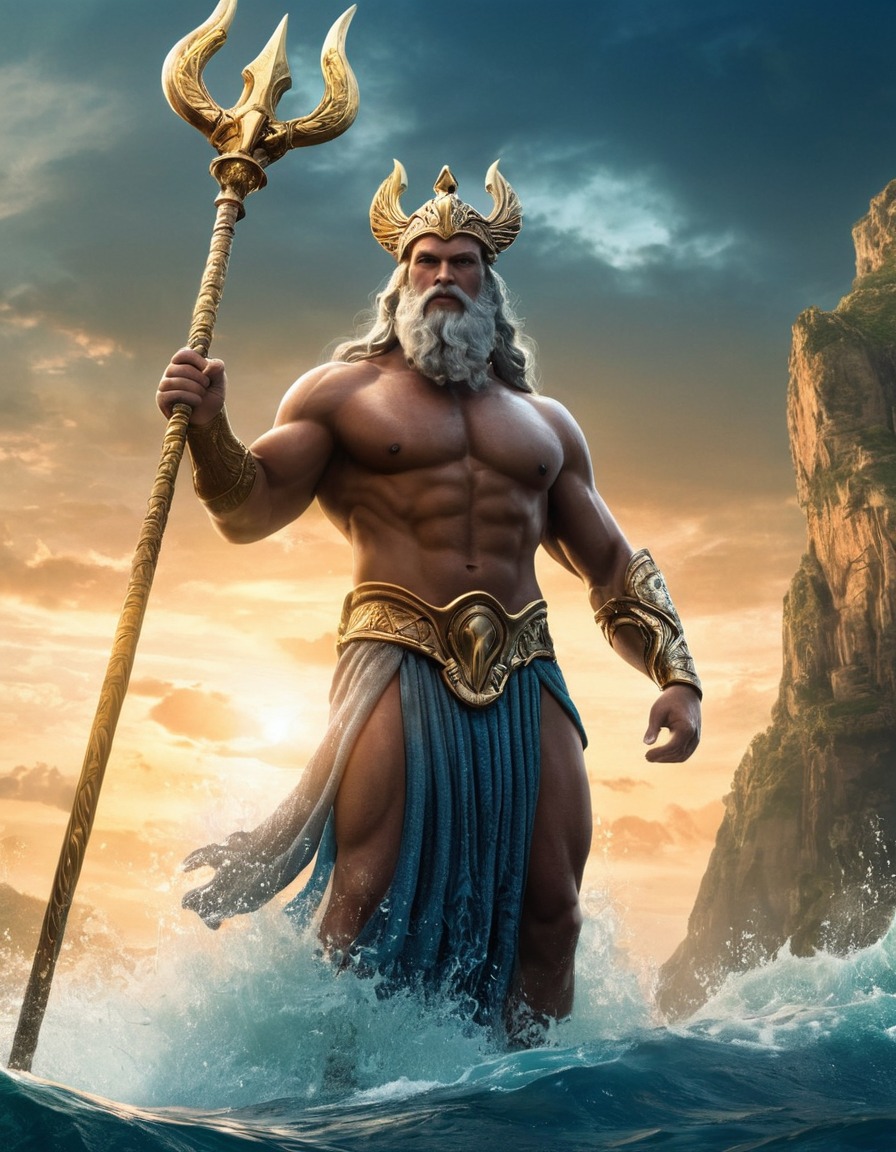 poseidon, epic, god, mythology, greek mythology, sea, power