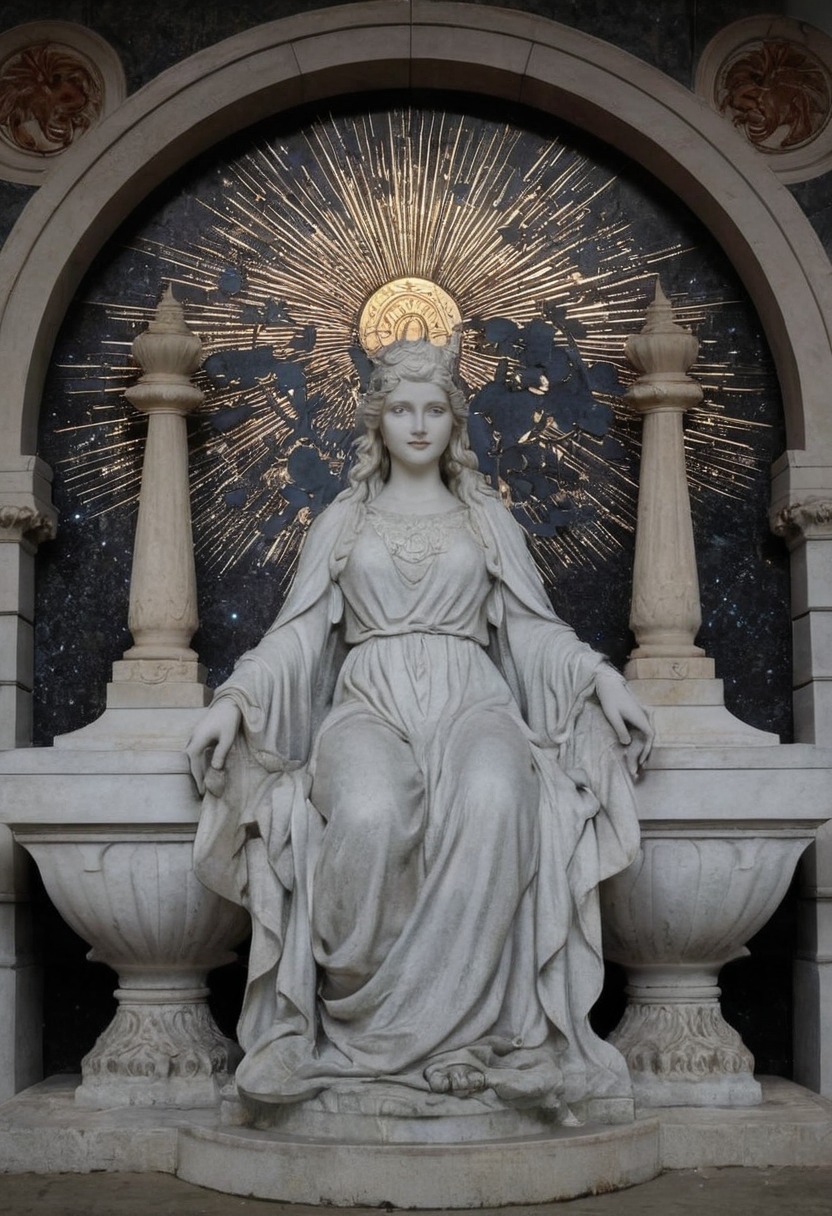 unknown photographer, statue, saint, cemetery, gold, art, berlin, tale