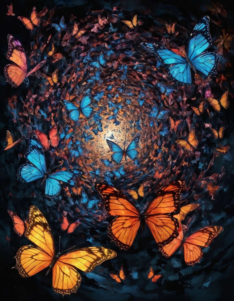 butterflies, transformation, whirlwind, colors, mystical