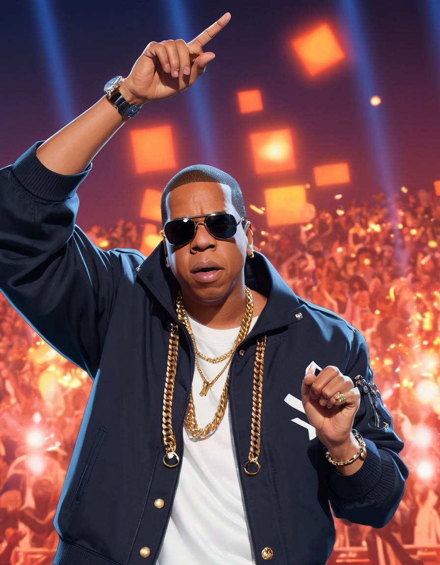 jay-z, anime, music, stage, performance, rapper, character