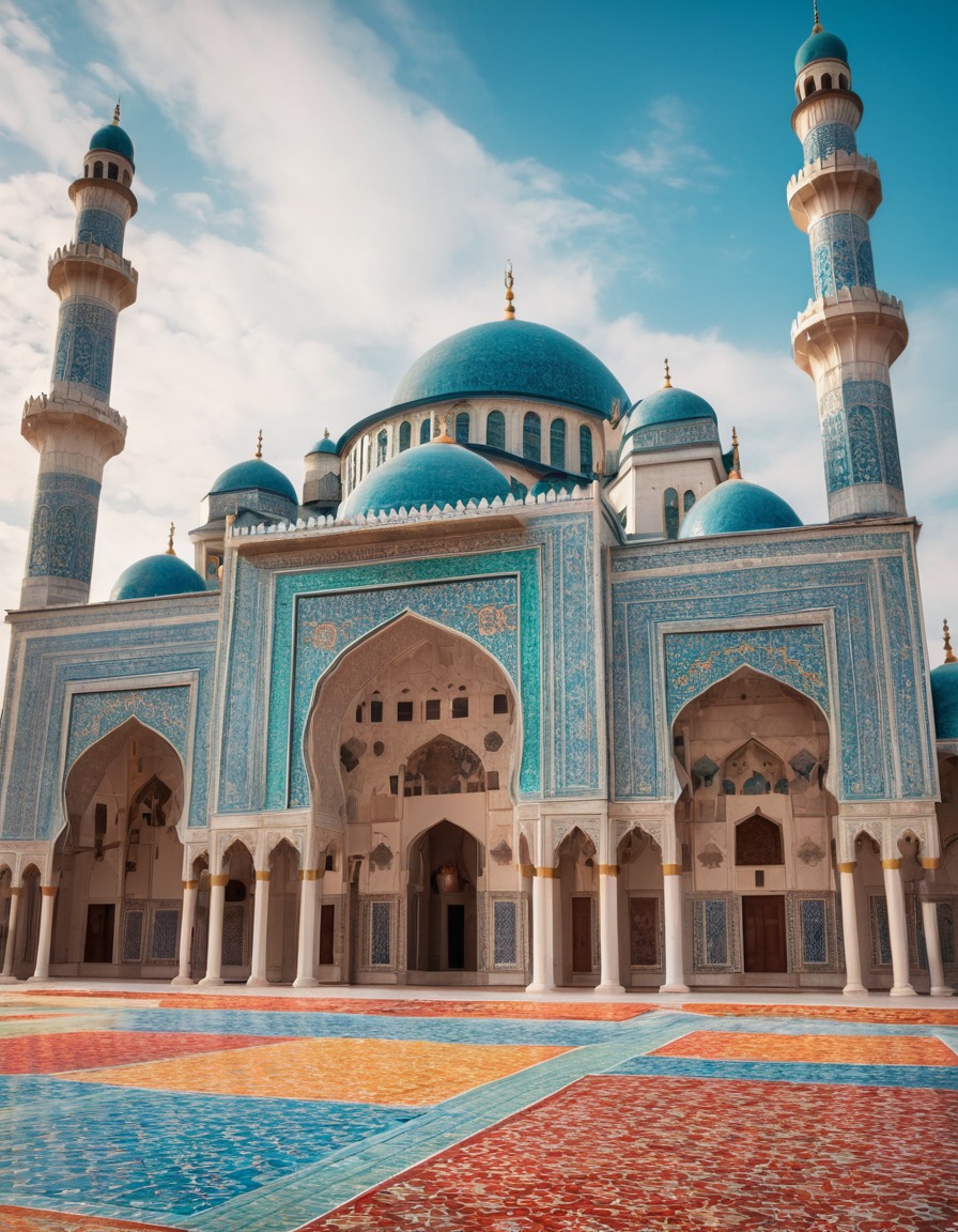 architecture, mosque, colorful, tile design, islamic art