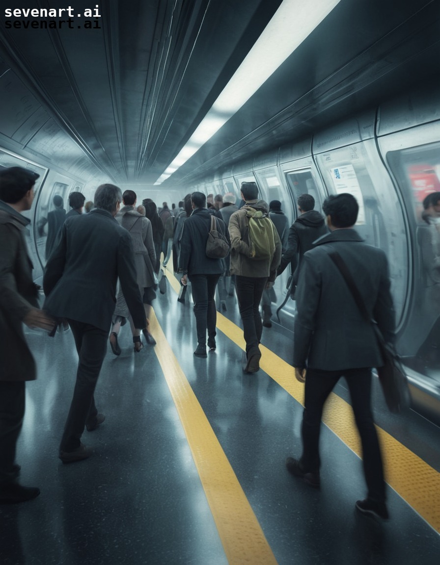 futuristic, subway, commuters, rush-hour, transportation, modern city, city