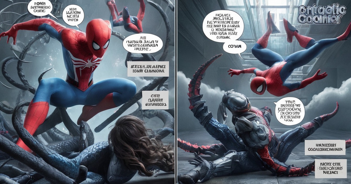 comic, spiderman, spider, superhero, digitalart, maskedman, scifi, strangling, suctioncups, tentacles, torturebondage, tentaclebondage, tentacleperil, spandexbodysuit, superheroinperil, kneelingbondage, kneelingslave, tightsencasement, torturedmale