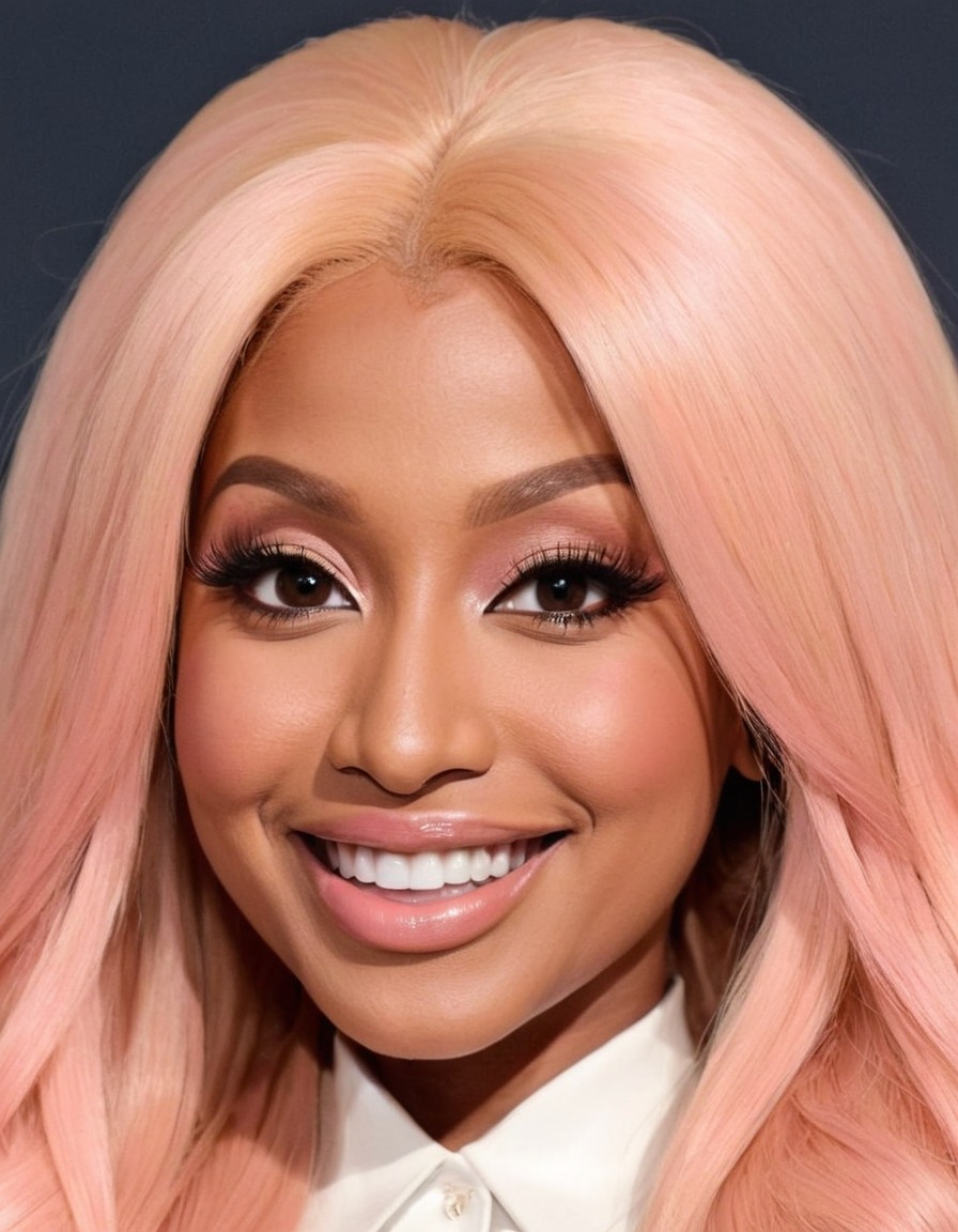 nicki minaj, facial features, celebrity, big nose, huge smile, forehead, eyes