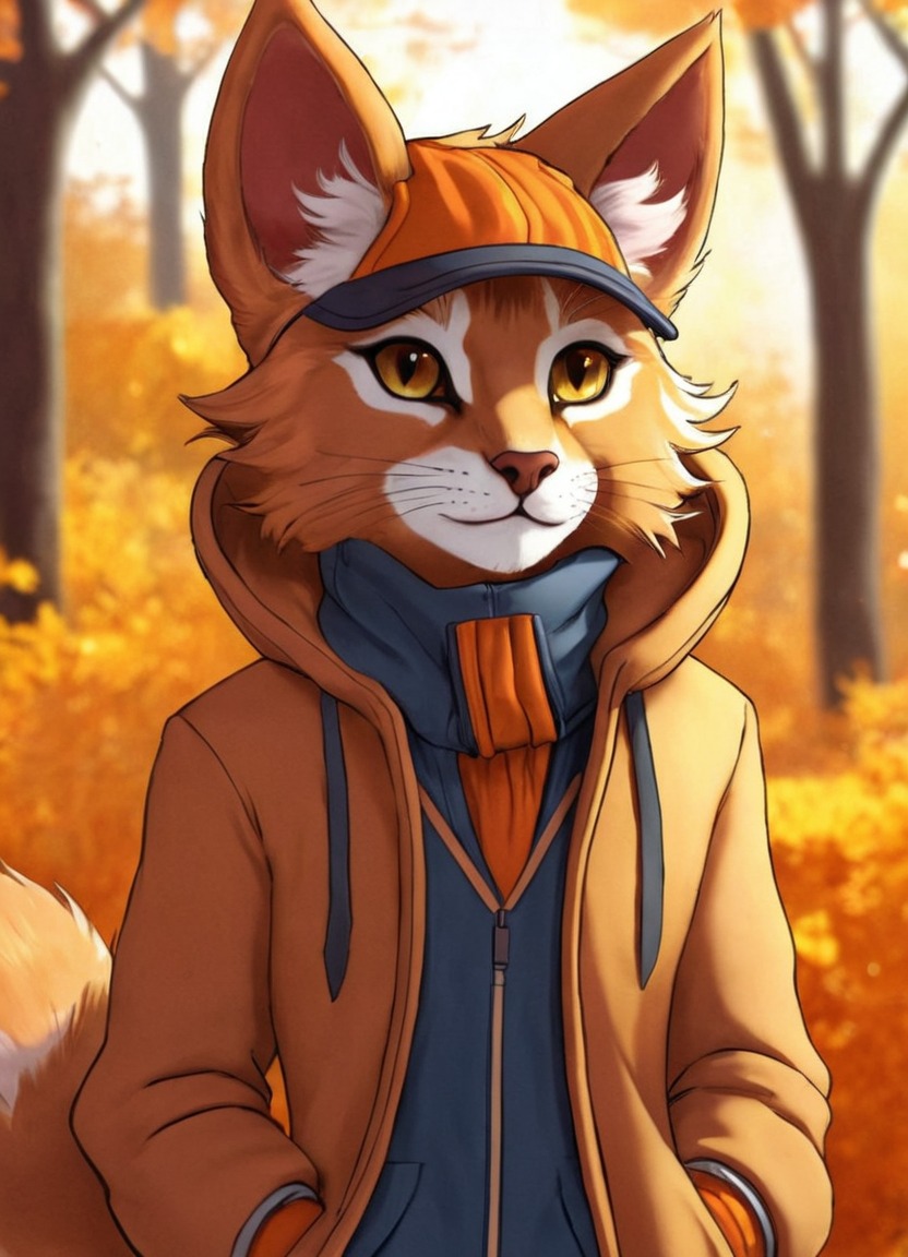 digitalart, fox, dreamup, characterdesign, originalcharacter, dailydeviation, dailychallenge, furryfall, ai_art