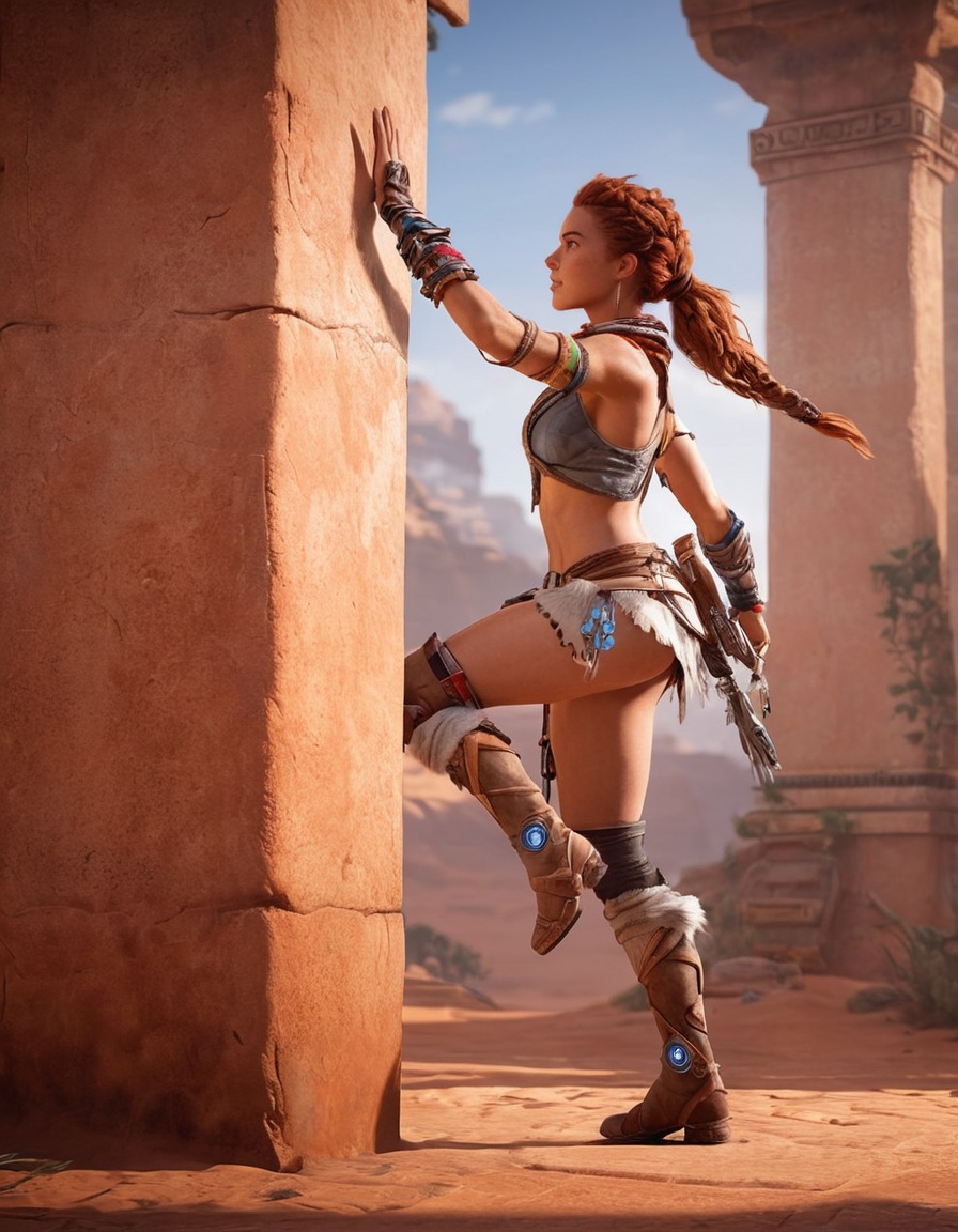 aloy, horizon zero dawn, video games, action-adventure, female protagonist, combat, open world