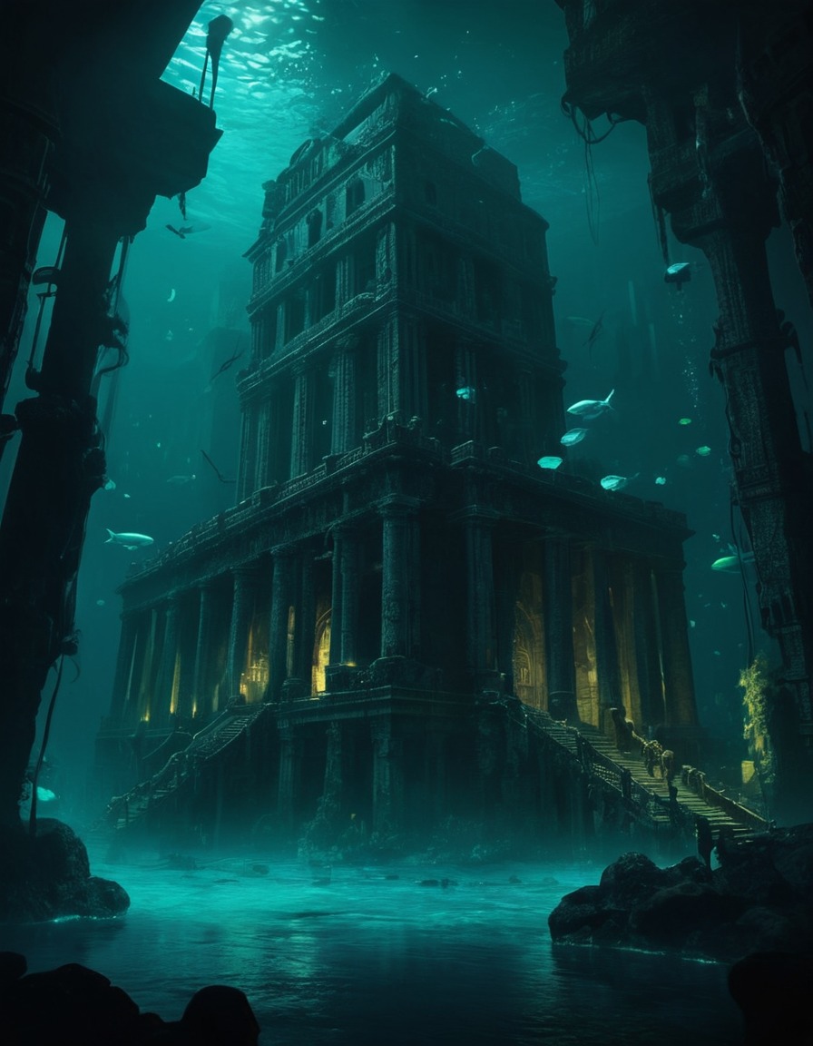 underwater, city, ancient, structures, lovecraftian, lovecraft, howard lovecraft