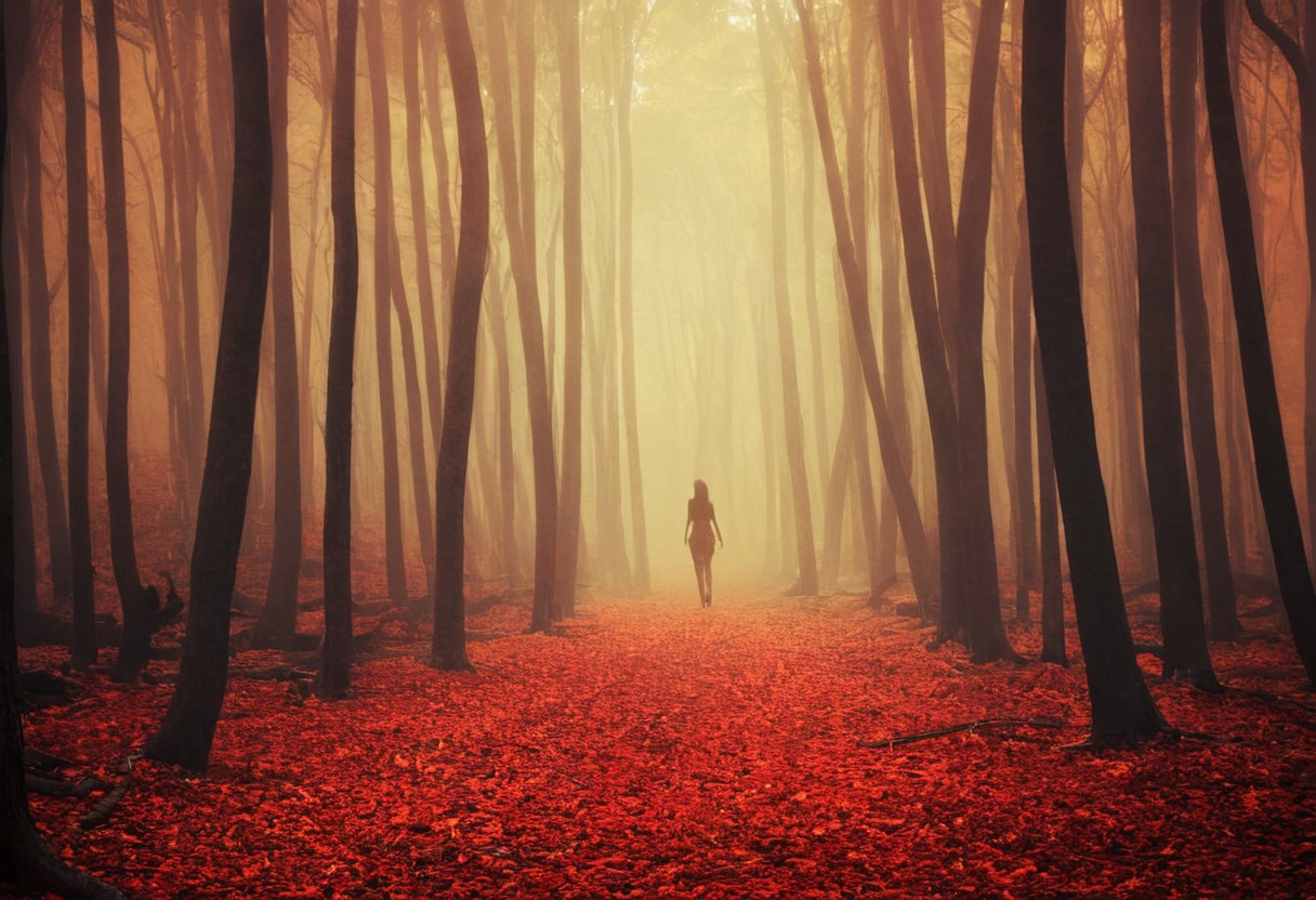 autumn, fall, fog, forest, landscape, light, mist, nature, outdoor, trees, woods