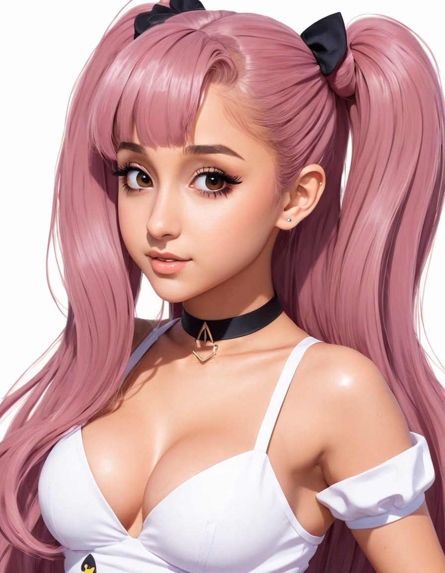 ariana grande, anime, popstar, musician, celebrity, crossover, fan art