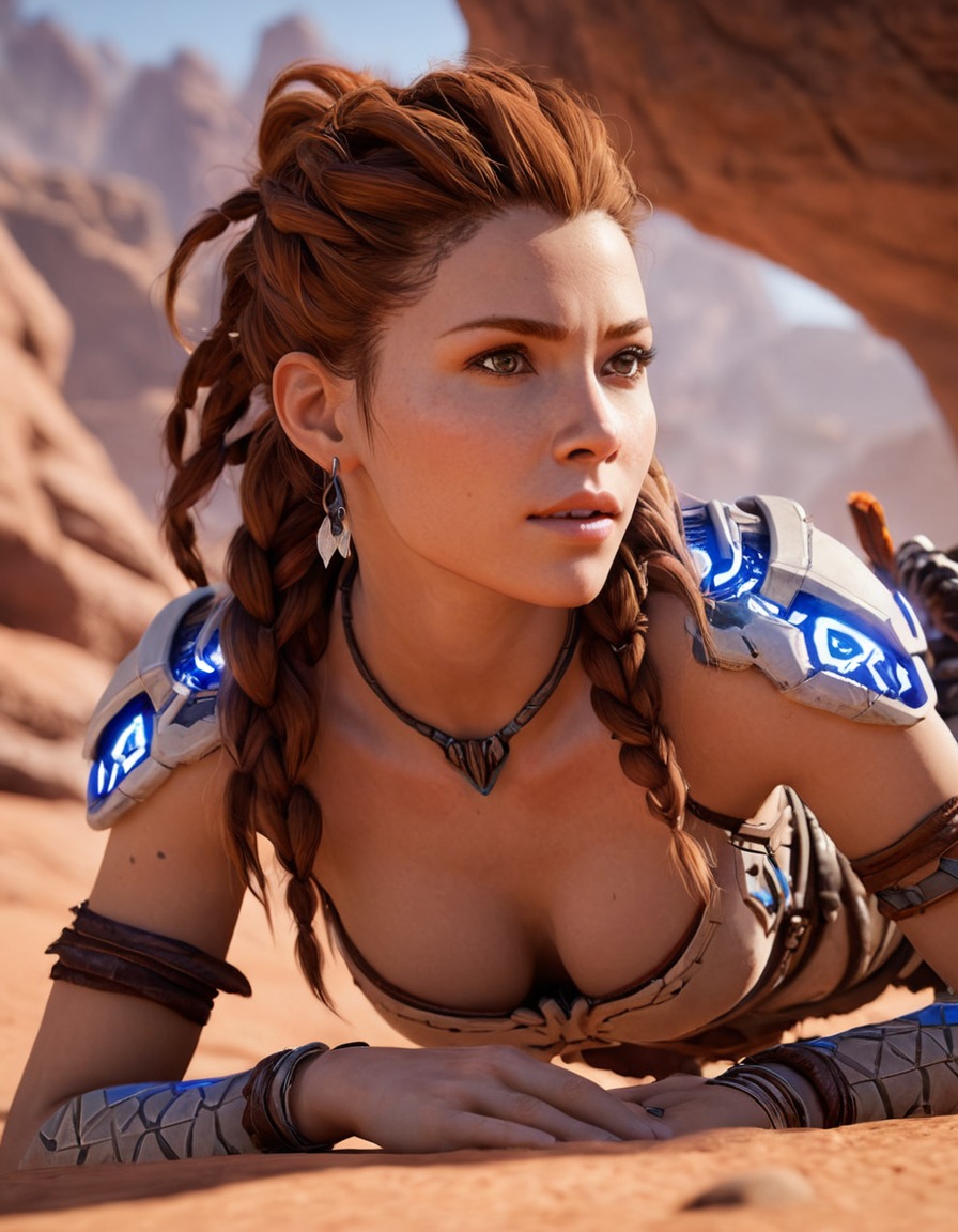 aloy, horizon zero dawn, action, video games, heroine, combat, adventure