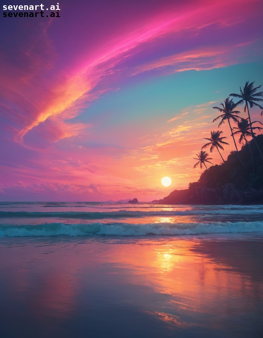 sunset, ocean, colorful, reflection, tranquil.