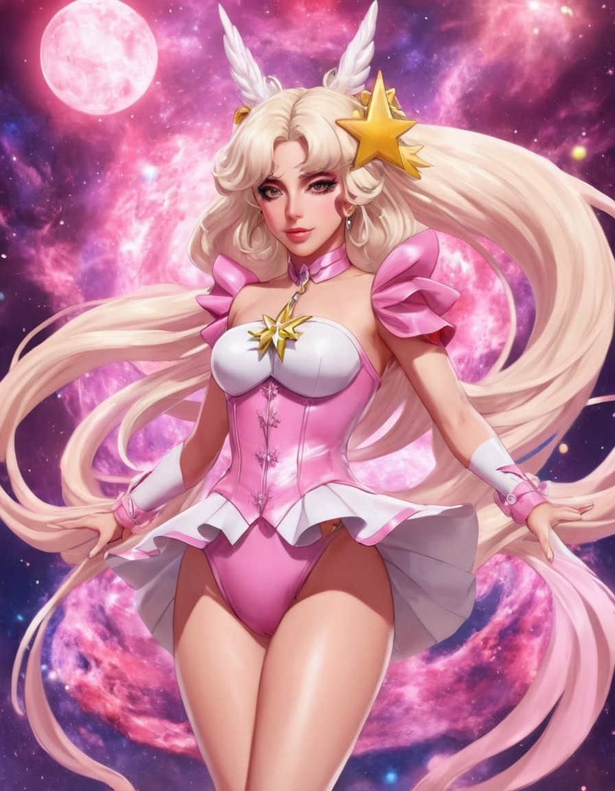 lady gaga, magical girl, anime, transformation, fantasy