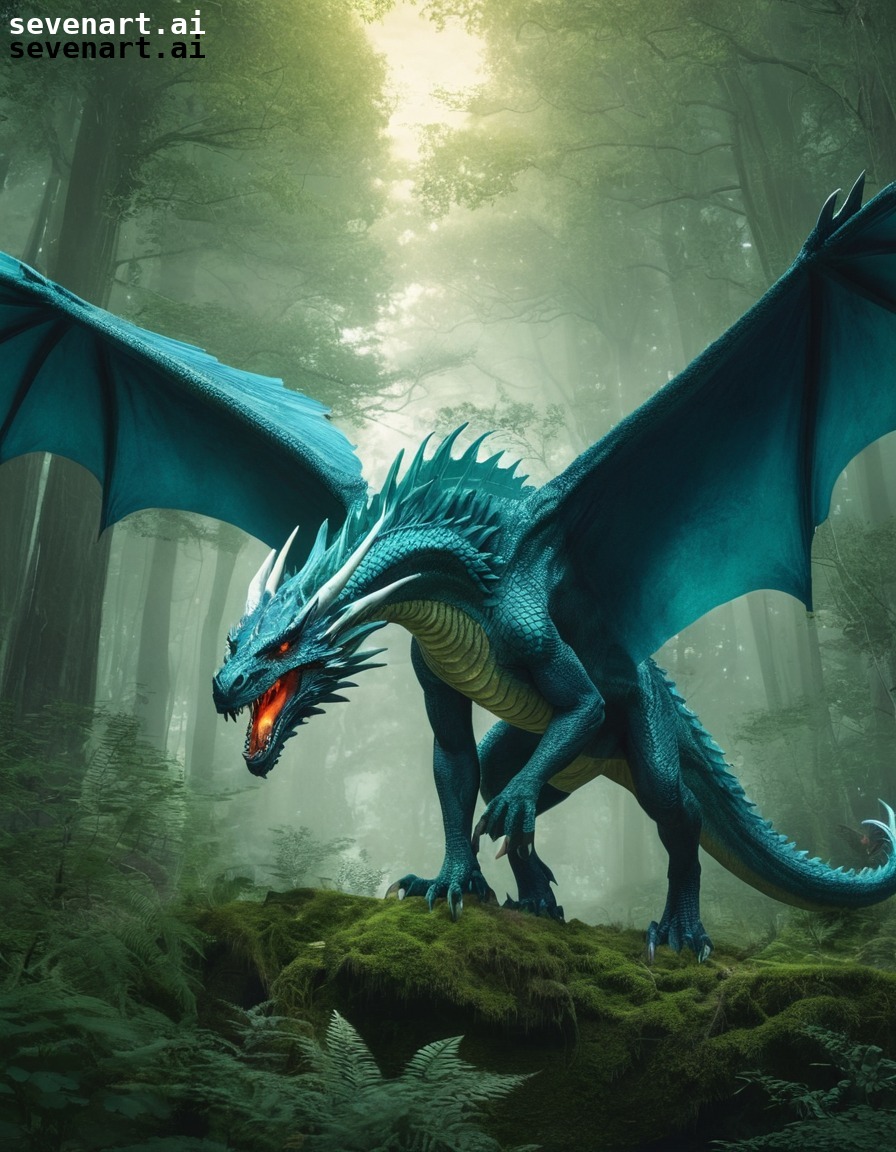 fantasy, dragon, forest, wings, mythical