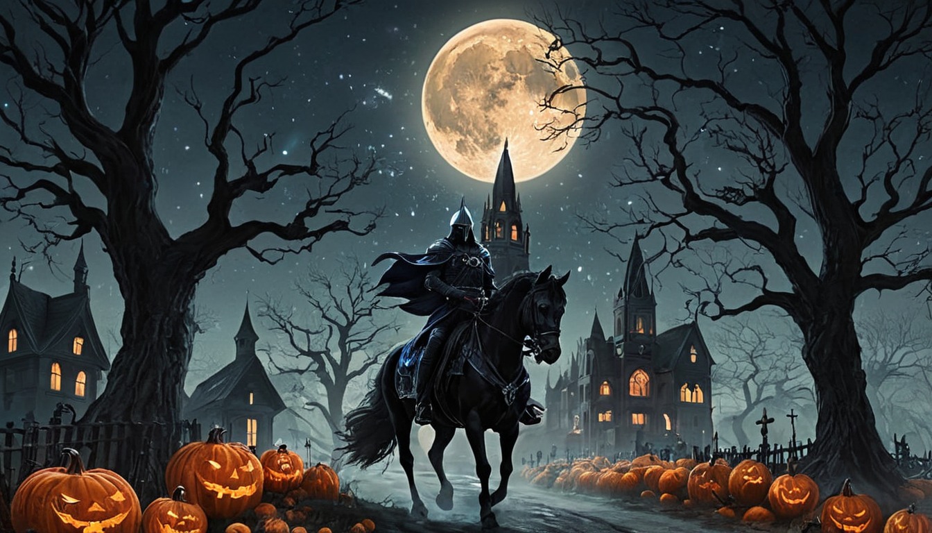 digitalart, horror, spooky, halloween, cemetery, wallpaper, gothic, horse, spirit, portrait, magic, digitalpainting, witch, pumpkinspice