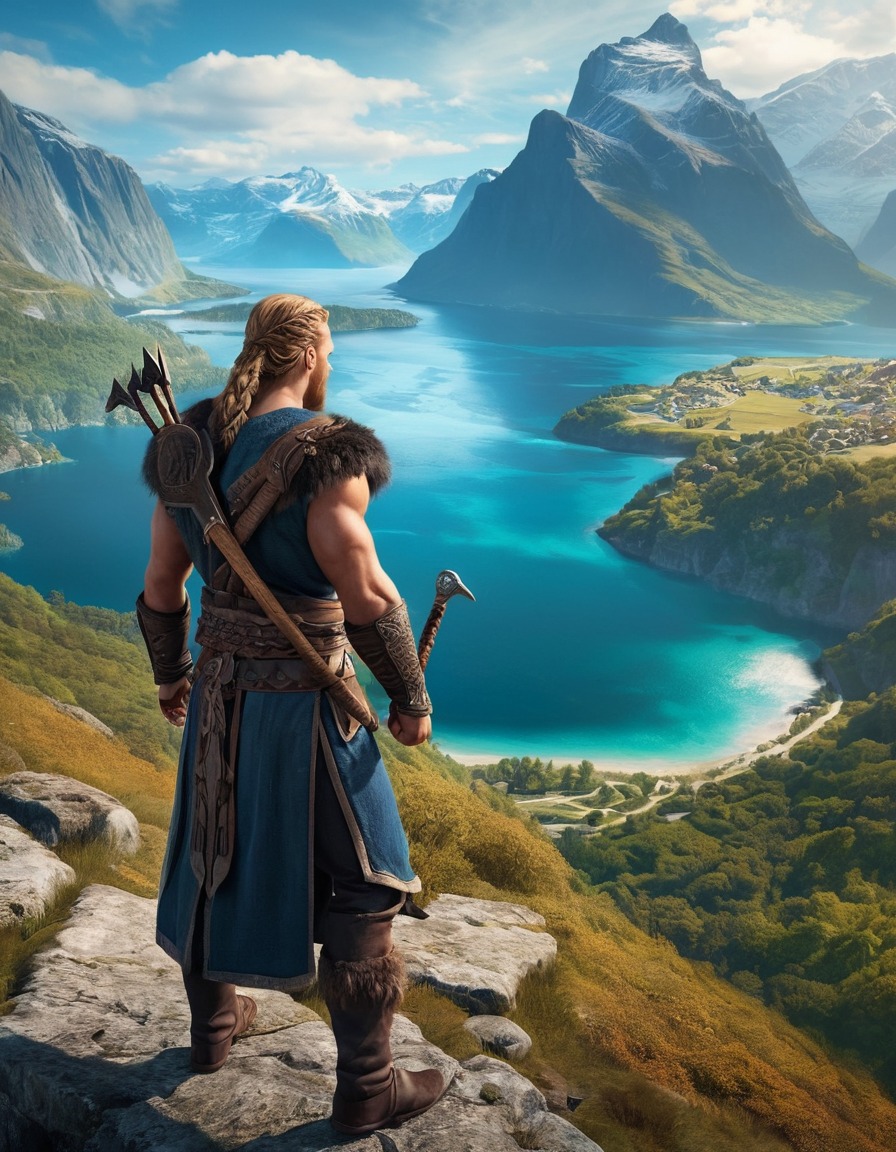 assassin's creed valhalla, viking warrior, fjord, video game, scandinavia, landscape, action role-playing, computer games