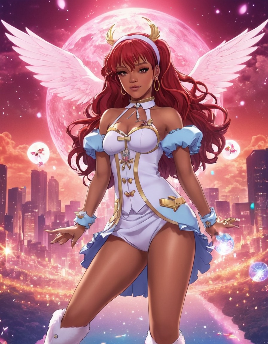 rihanna, magical girl, anime, fantasy, enchanting, music industry, pop icon