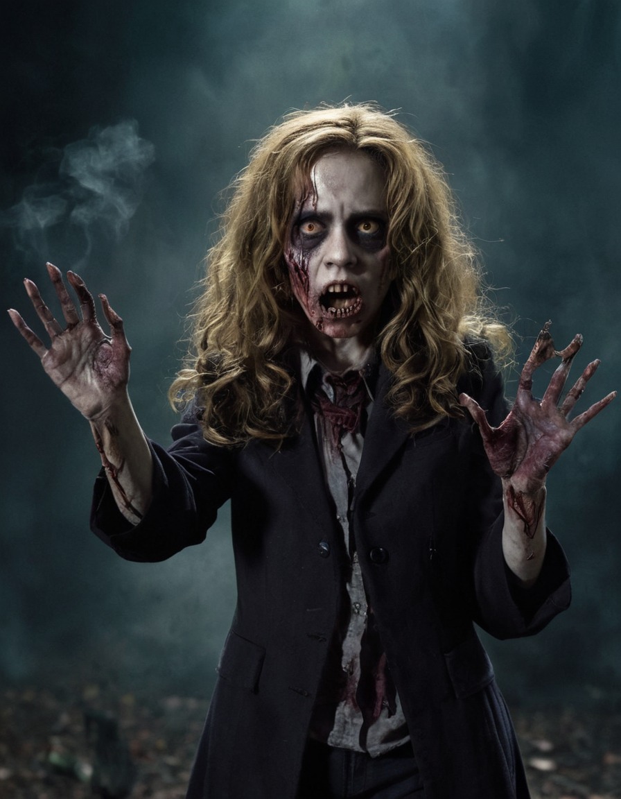 hermione granger, harry potter, undead, zombie, magic, spellcasting, decayed hands