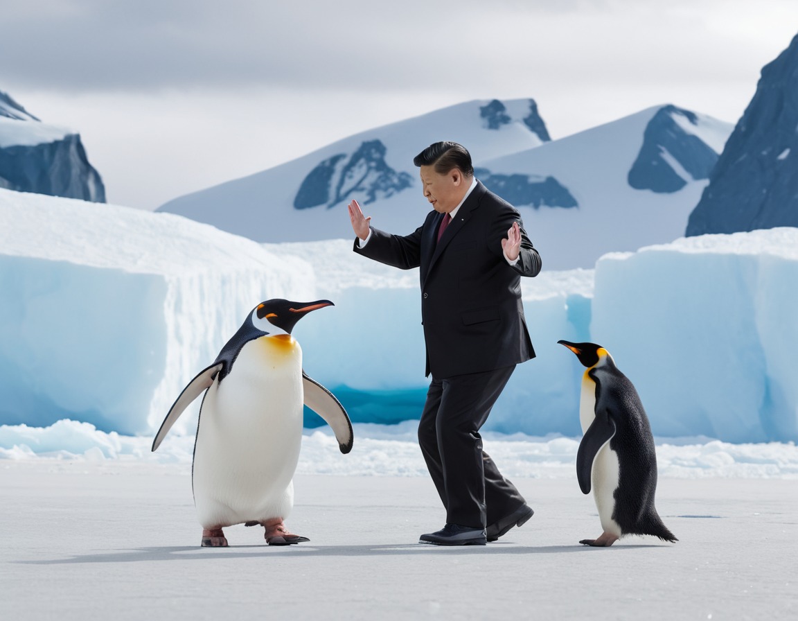 dance-off, penguin, antarctica, xi jinping, competition, china