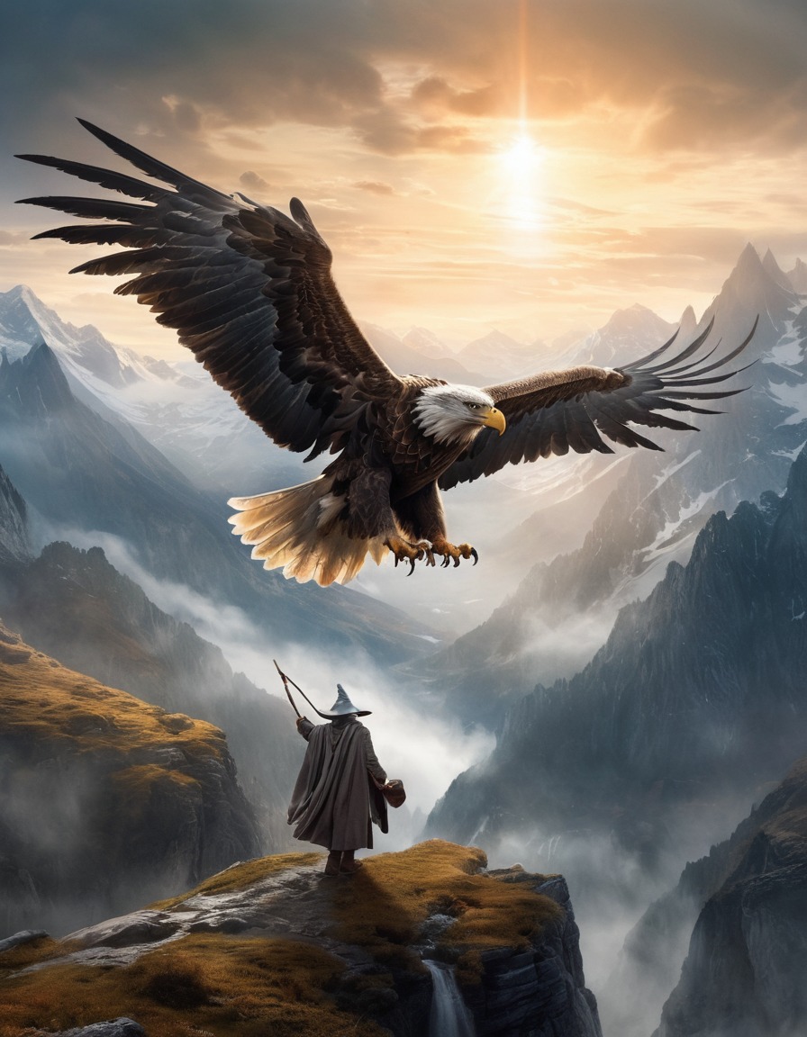 gandalf, eagle, misty mountains, fantasy, adventure, john tolkien, tolkien