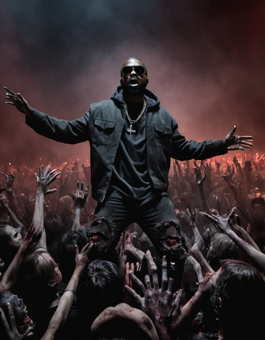 kanye west, zombie, concert, undead, horror, music, performance, celebrities