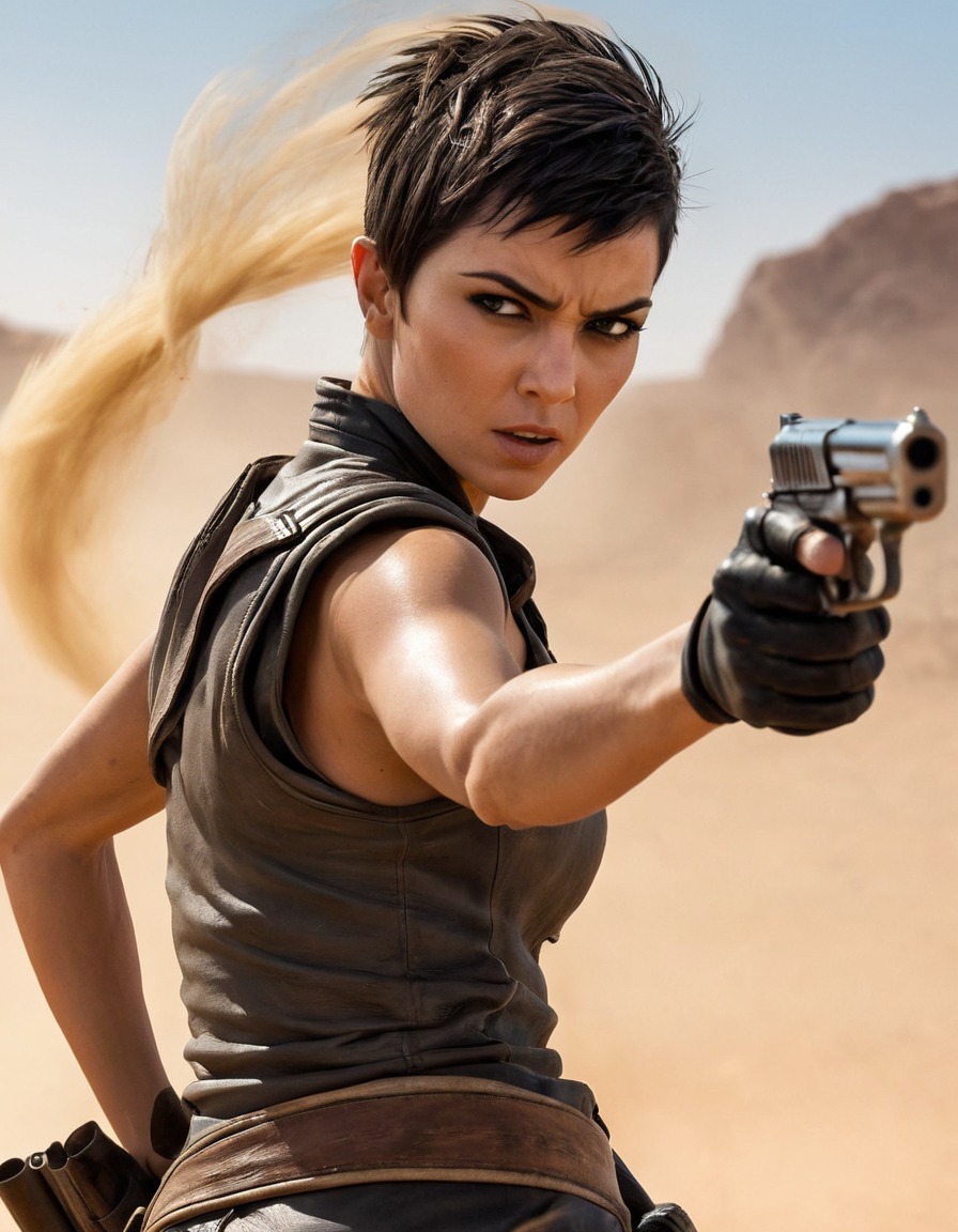 action, gunfight, furiosa, intense, warrior, combat, precision, mad max