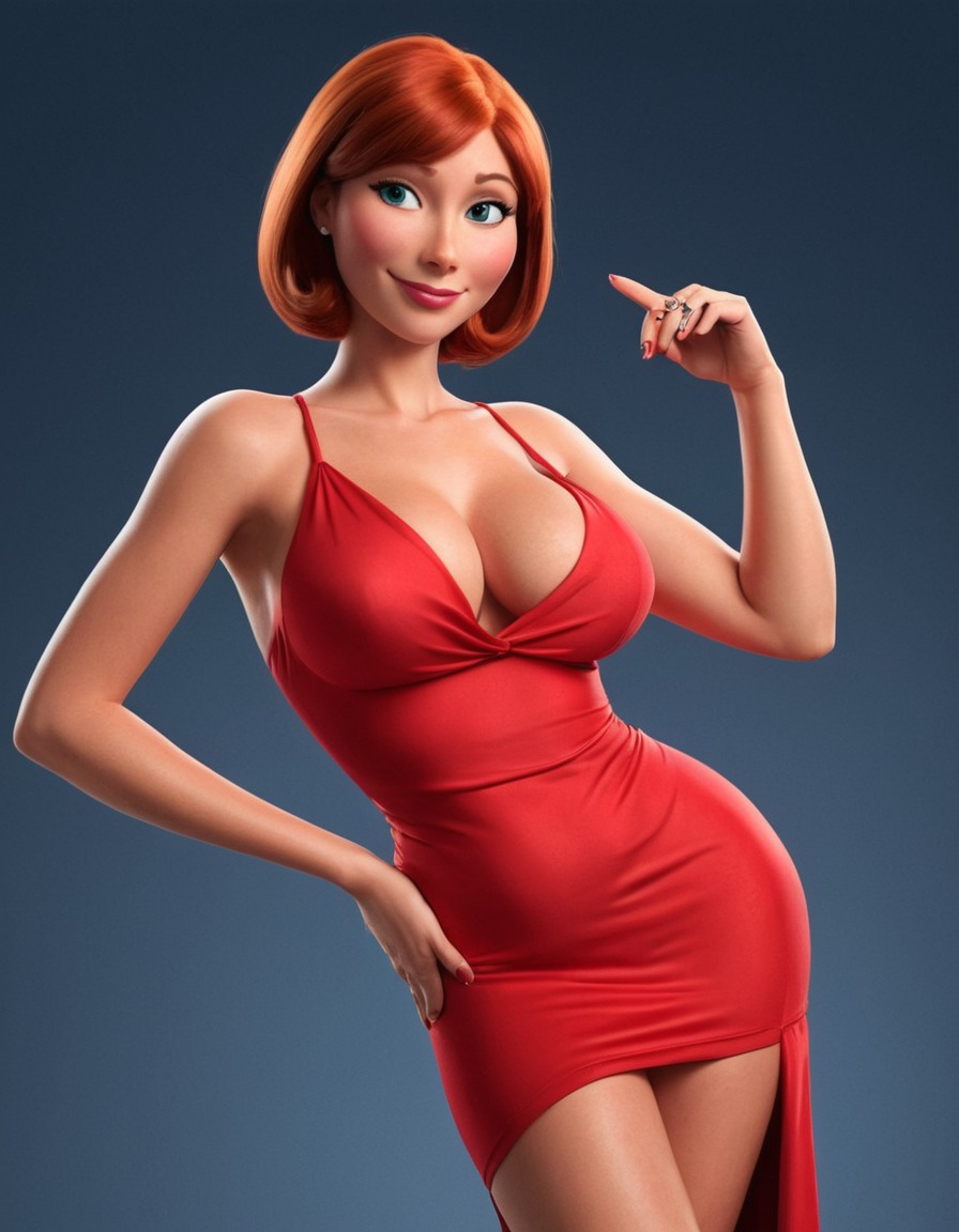 lois griffin, family guy, seductive, red dress, animated character