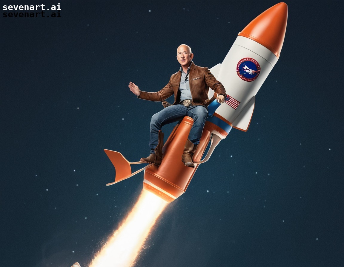 jeff bezos, rocket, cowboy, rodeo, show, amazon