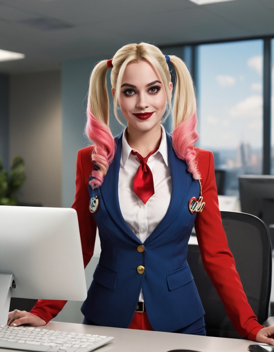 harley quinn, dc comics, fictional character, office setting, supervillain, workplace comedy