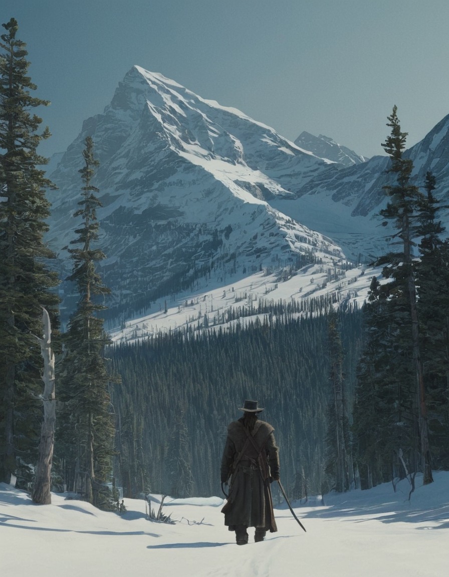 the revenant, 2015, movie, painted scene, leonardo dicaprio, wilderness survival, thriller