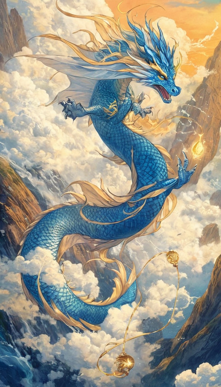 digitalart, characterdesign, fantasyart, dragon, digitalpainting, portrait, magic, sky, chinesedragon, ukiyoe