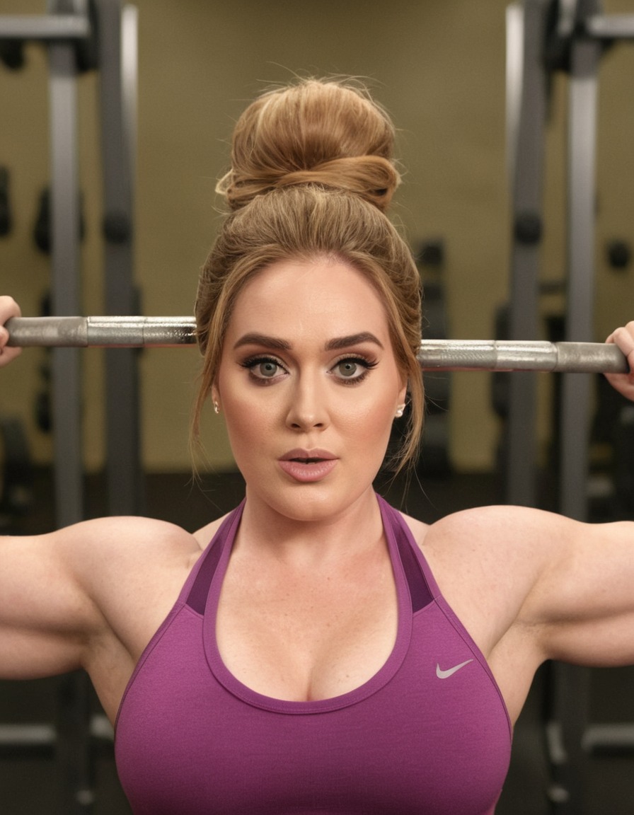 adele, gym, weightlifting, determination, fitness