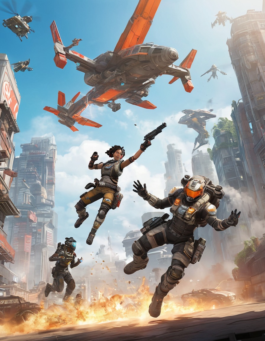 apex legends, video game, characters, high-flying, urban, futuristic, battle, computer games