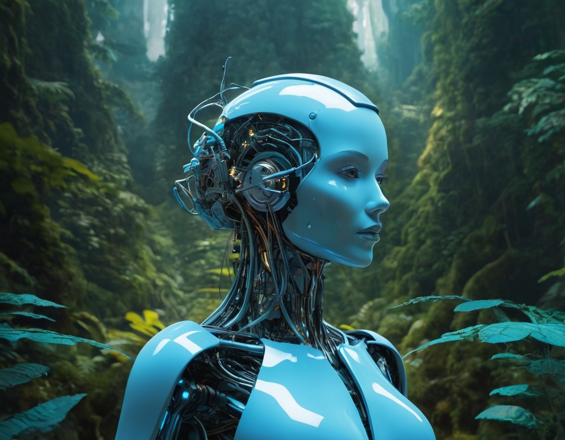 technology, artificial intelligence, cybernetics, nature, futuristic, ai world