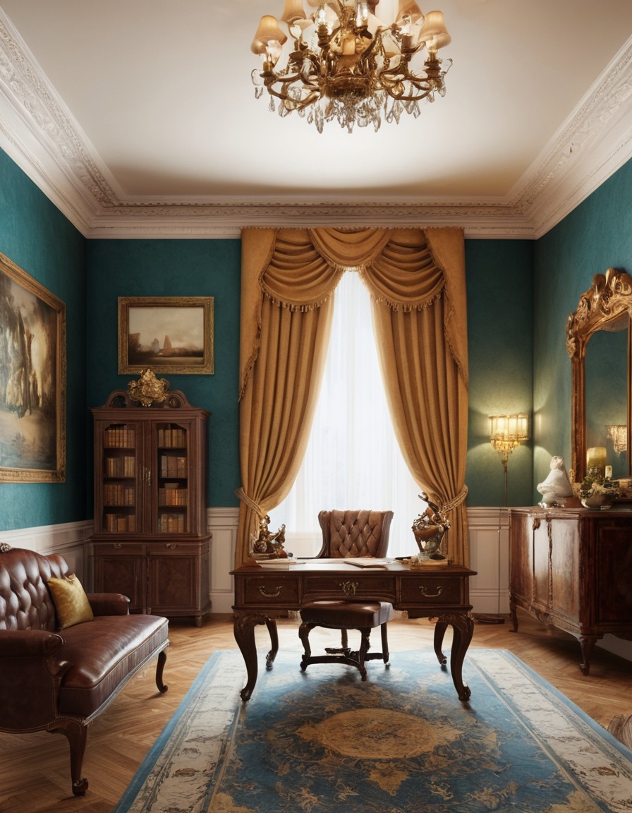 study room, antique furniture, classic decor, elegant, luxury