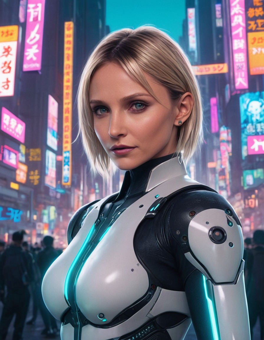 cameron diaz, anime, futuristic, cyberpunk