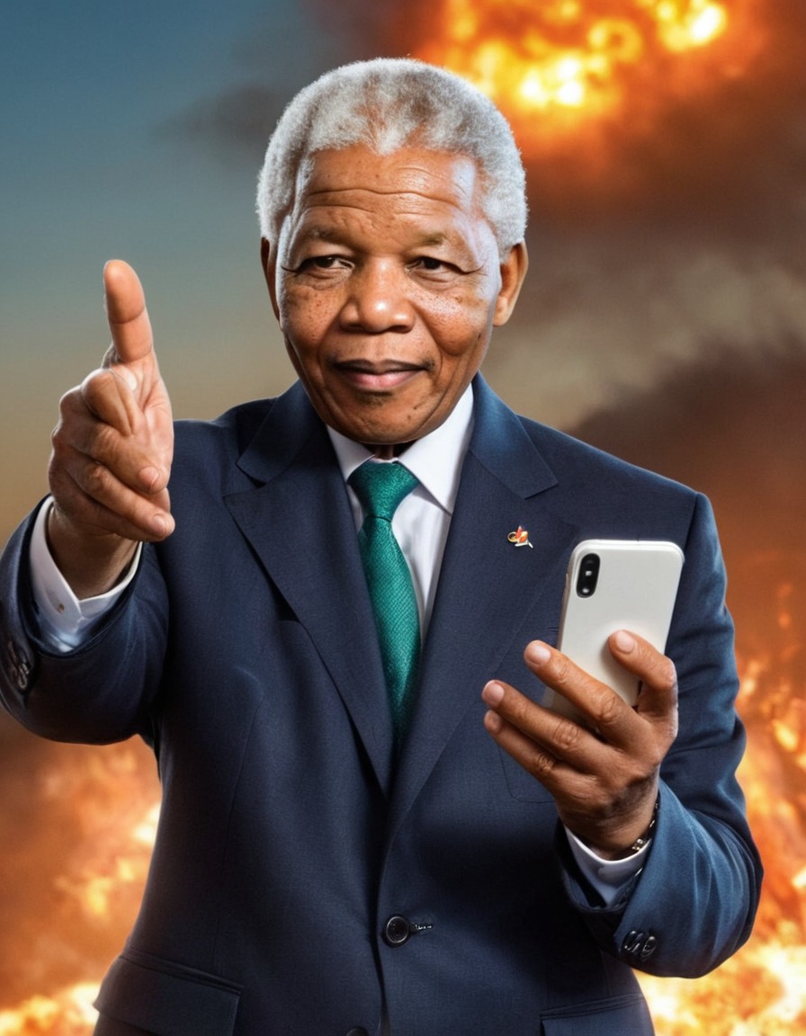 nelson mandela, smartphone, technology, historical figure