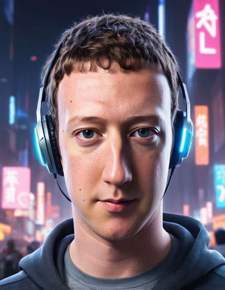 mark zuckerberg, cyberpunk, anime, futuristic, technology, sci-fi