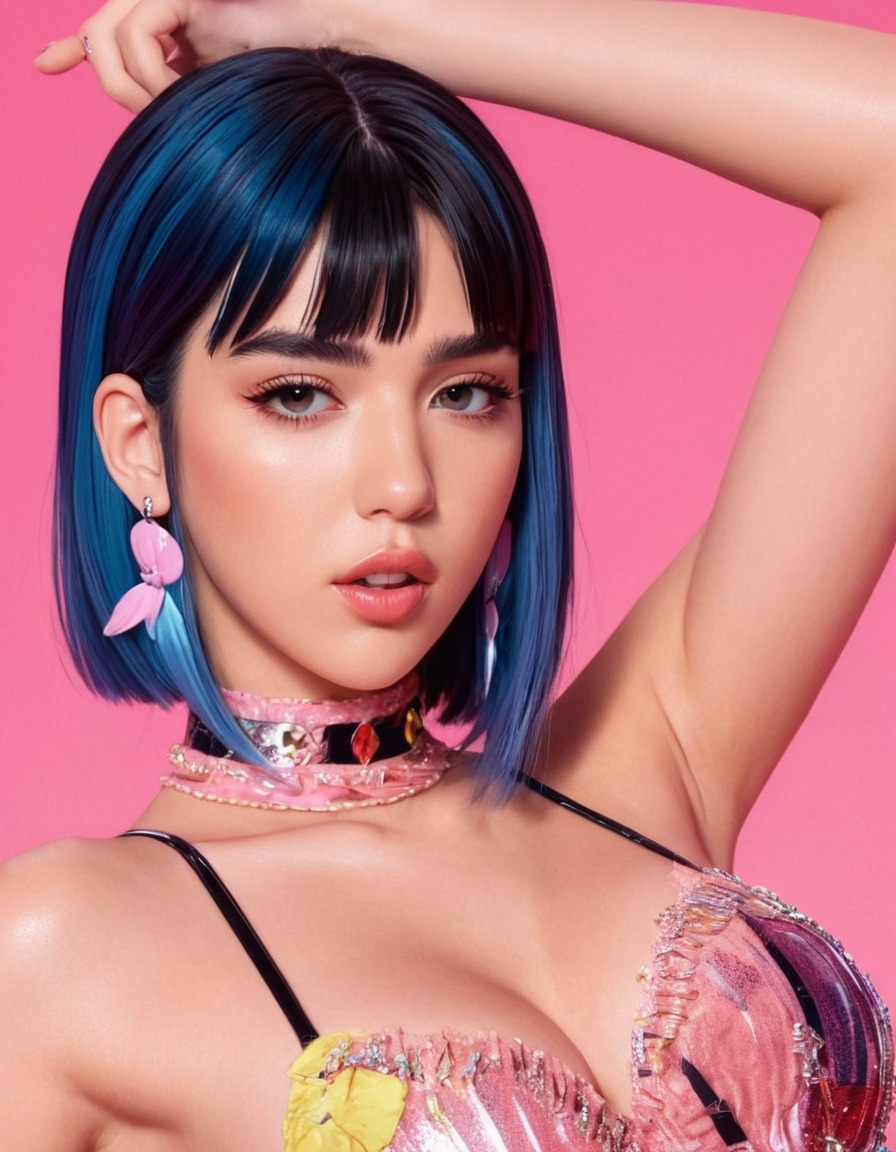 dua lipa, anime, music artist, pop singer, celebrity, fan art, character design