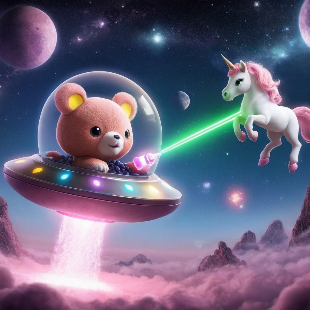 bears, clouds, cute, stars, unicorns, myaiart