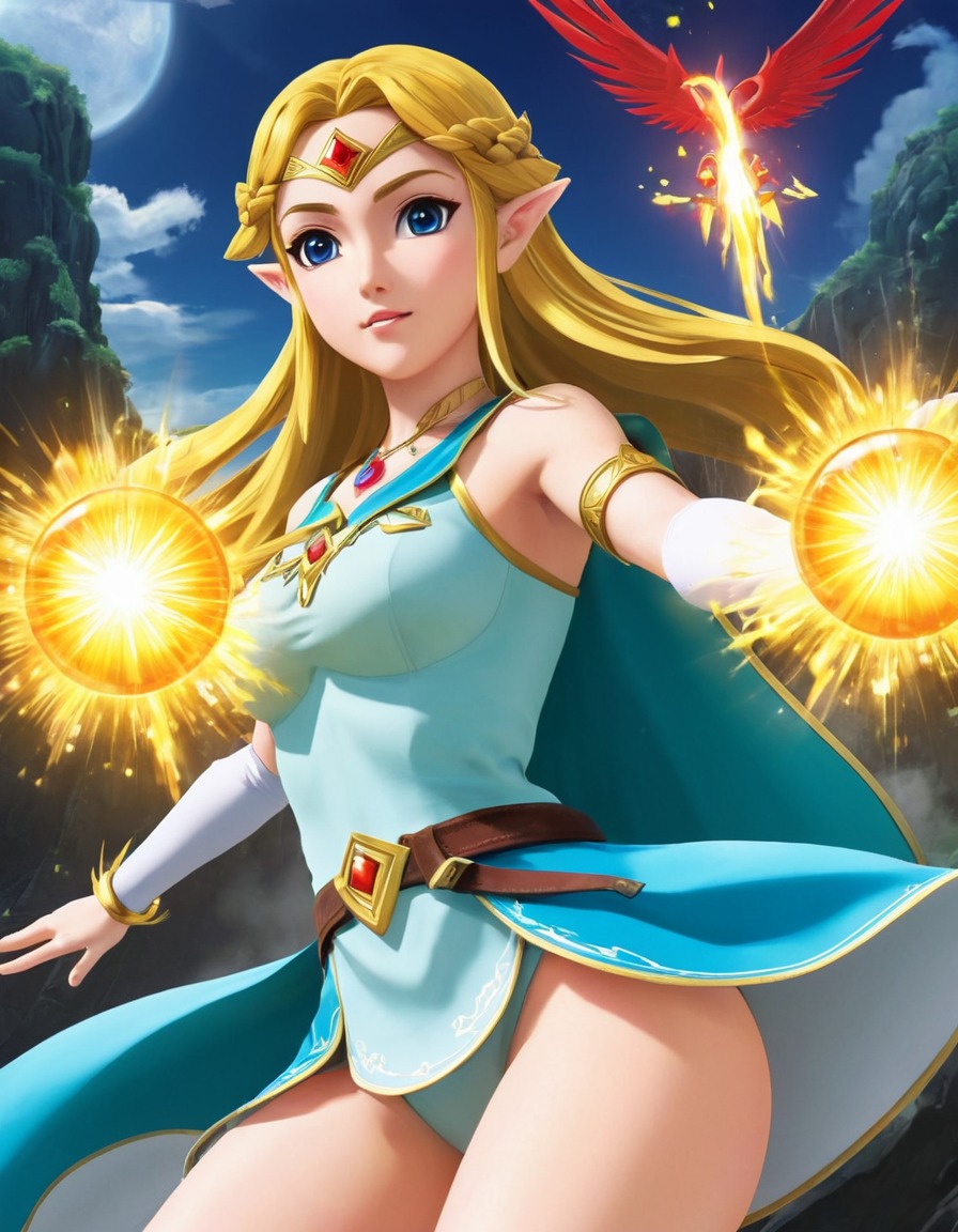 princess zelda, magical powers, elements, fantasy, anime, games