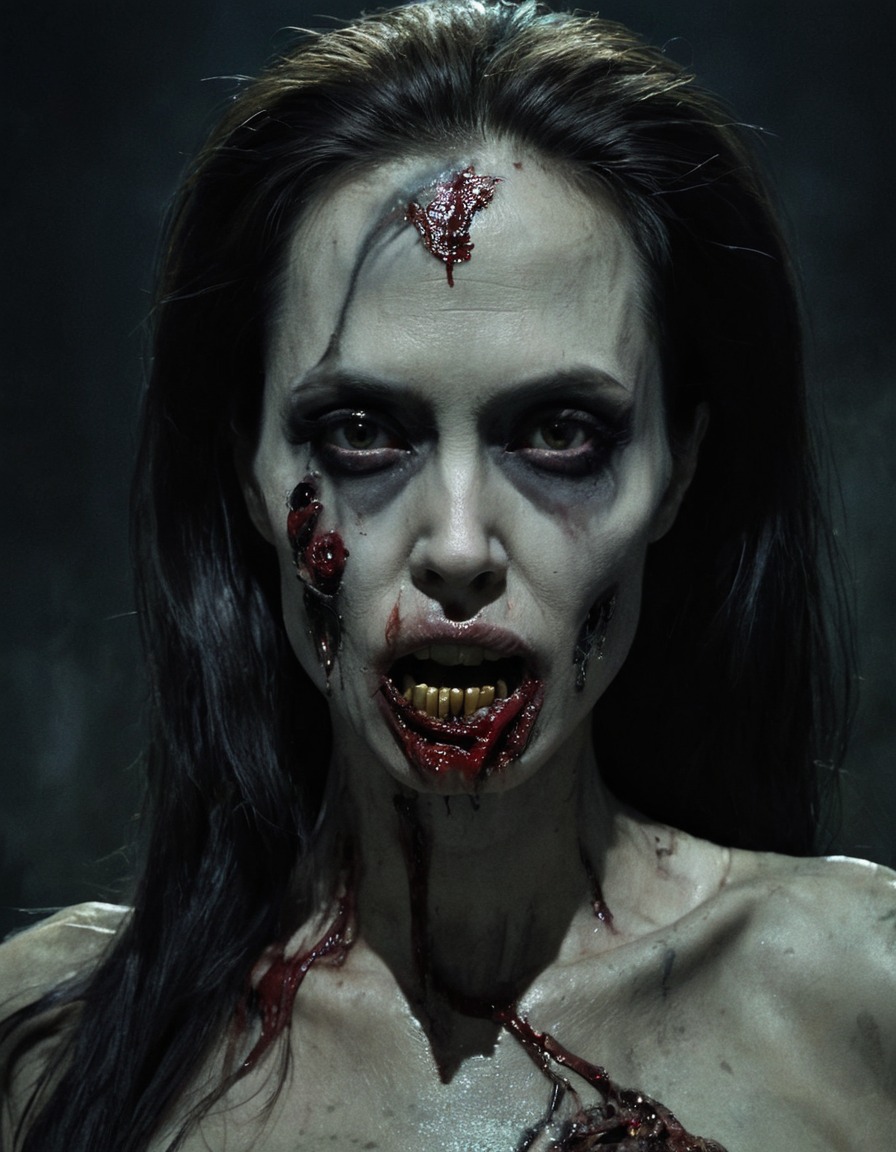 angelina jolie, zombie, glamorous, undead, hollywood icon, celebrities