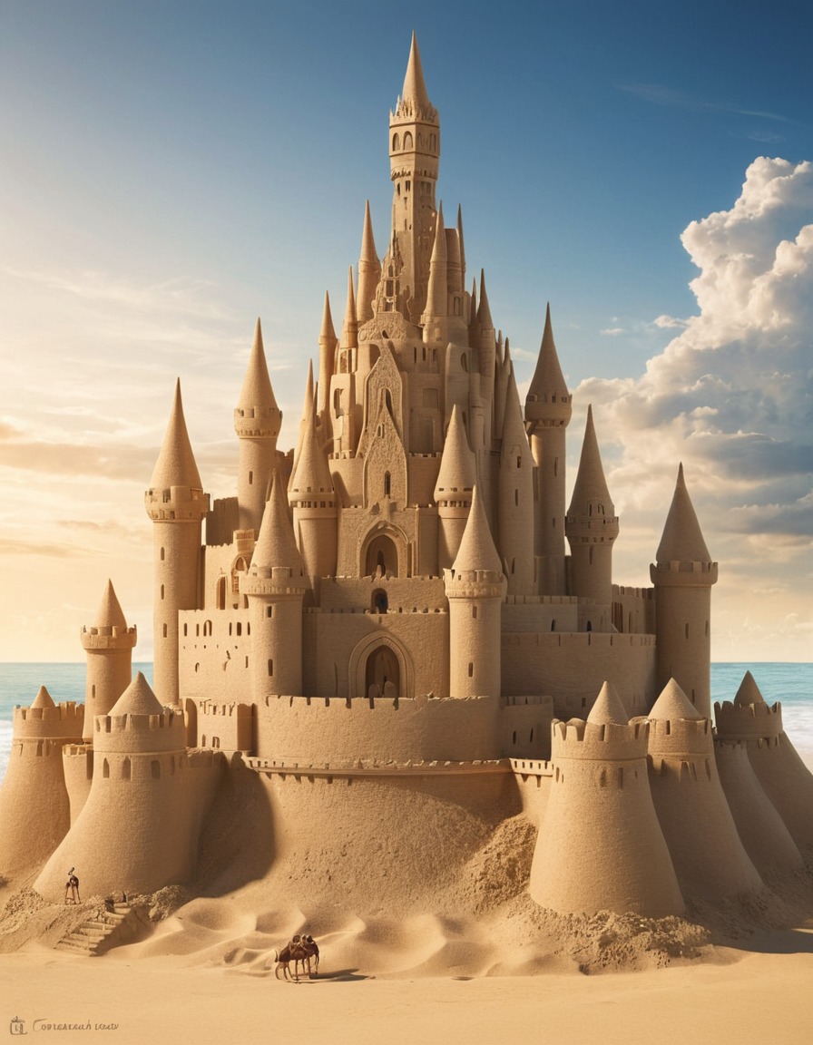 sandcastle, skyscraper, monument, imagination, beach, architecture, creative