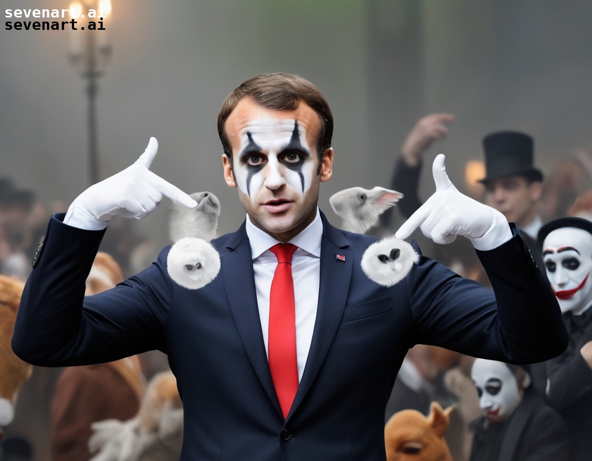 emmanuel macron, mime, animals, imitation, humor, france