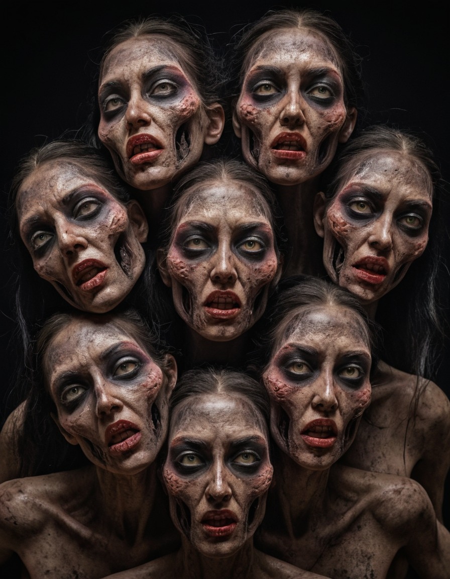 mutations, woman, female, mutated, multiple heads, personality disorder